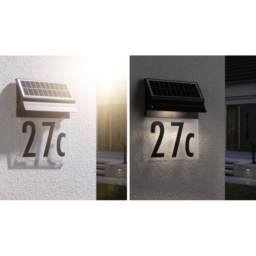 Paulmann 94694 - LED/0,2W IP44 Ηλιακό φωτιστικό αριθμού κατοικίας NEDA 3,7V 1800 mAh