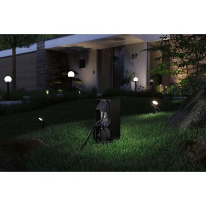 Paulmann 94701 -Στήλη υποδοχής πρίζας εξωτερικού χώρου με αισθητήρα λυκόφωτος RIO 2Z SCHUKO 230V IP44