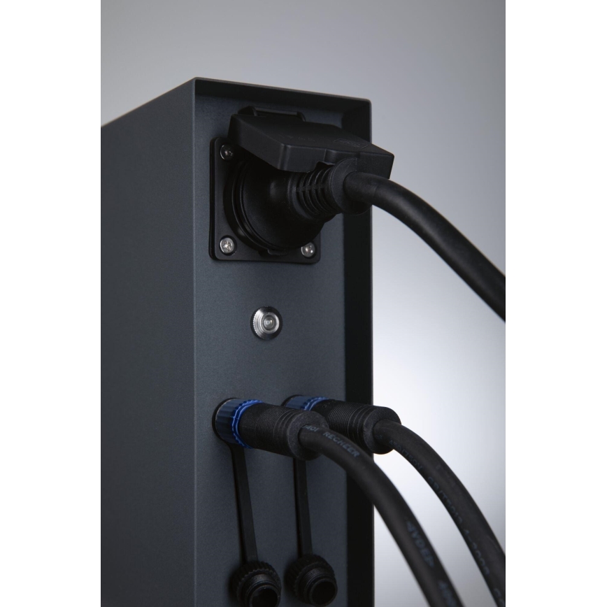 Paulmann 94701 -Στήλη υποδοχής πρίζας εξωτερικού χώρου με αισθητήρα λυκόφωτος RIO 2Z SCHUKO 230V IP44