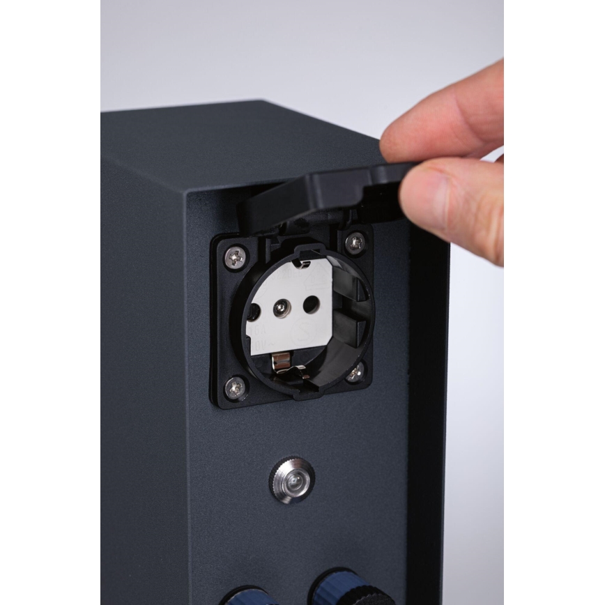 Paulmann 94701 -Στήλη υποδοχής πρίζας εξωτερικού χώρου με αισθητήρα λυκόφωτος RIO 2Z SCHUKO 230V IP44