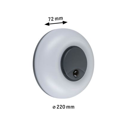 Paulmann 94956 - LED/20,5W IP65 Ρυθμιζόμενο εξωτερικό επιτοίχιο φωτιστικό με αισθητήρα κίνησης και αισθητήρα σούρουπου AUREVA 230V 2200/3000/4000K ανθρακί