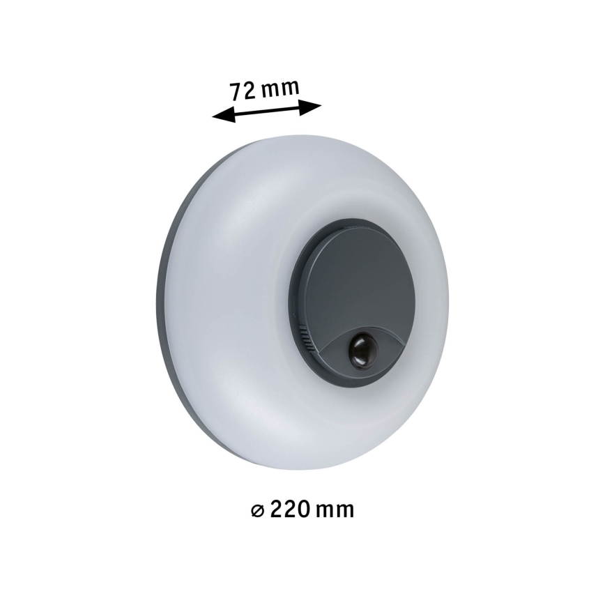 Paulmann 94956 - LED/20,5W IP65 Ρυθμιζόμενο εξωτερικό επιτοίχιο φωτιστικό με αισθητήρα κίνησης και αισθητήρα σούρουπου AUREVA 230V 2200/3000/4000K ανθρακί