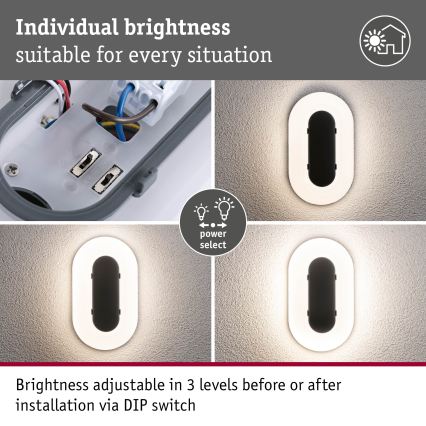 Paulmann 94957 - LED/18,5W IP65 Ρυθμιζόμενο υπαίθιο επιτοίχιο φωτιστικό ELUNOR 230V 2200/3000/4000K ανθρακί