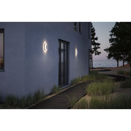 Paulmann 94958 - LED/18,5W IP65 Ρυθμιζόμενο εξωτερικό επιτοίχιο φωτιστικό με ανιχνευτή κίνησης και λυκόφωτος ELUNOR 230V 2200/3000/4000K ανθρακί