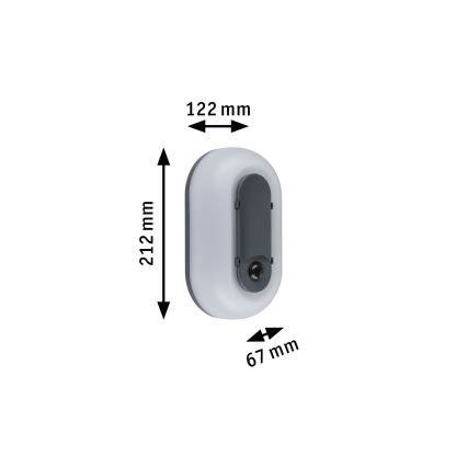 Paulmann 94958 - LED/18,5W IP65 Ρυθμιζόμενο εξωτερικό επιτοίχιο φωτιστικό με ανιχνευτή κίνησης και λυκόφωτος ELUNOR 230V 2200/3000/4000K ανθρακί