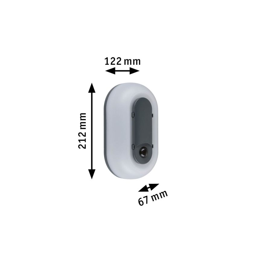 Paulmann 94958 - LED/18,5W IP65 Ρυθμιζόμενο εξωτερικό επιτοίχιο φωτιστικό με ανιχνευτή κίνησης και λυκόφωτος ELUNOR 230V 2200/3000/4000K ανθρακί