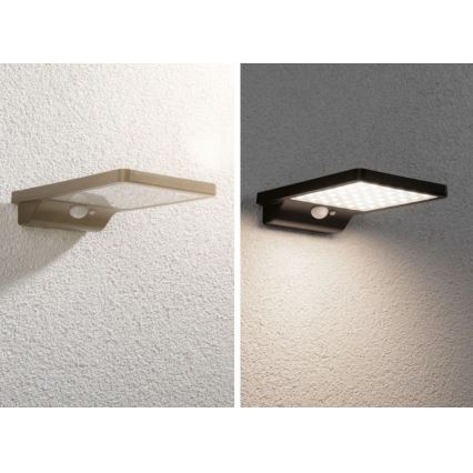 Paulmann 95393 - LED/4W IP44 Dimmable ηλιακό φωτιστικό τοίχου με αισθητήρα SOLVEIG 3,7V 2000 mAh