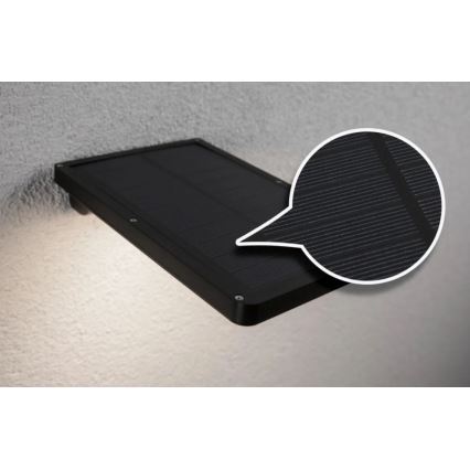 Paulmann 95393 - LED/4W IP44 Ρυθμιζόμενο ηλιακό φωτιστικό τοίχου με αισθητήρα SOLVEIG 3,7V 2000 mAh