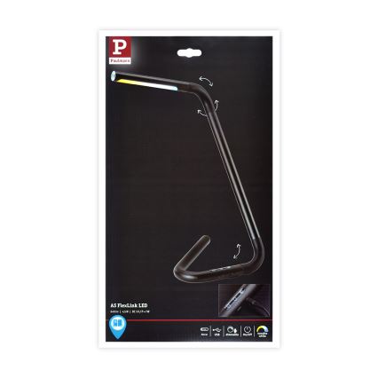 Paulmann 95424 - LED/4,5W Ρυθμιζόμενο με αφής επιτραπέζιο φωτιστικό FLEXLINK 5V/USB 4400 mAh μαύρο