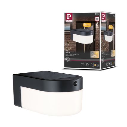 Paulmann 95747 - LED/2,3W IP44 ηλιακό επιτοίχιο φωτιστικό με αισθητήρα CALYNE 3,7/230V 4000 mAh μαύρο