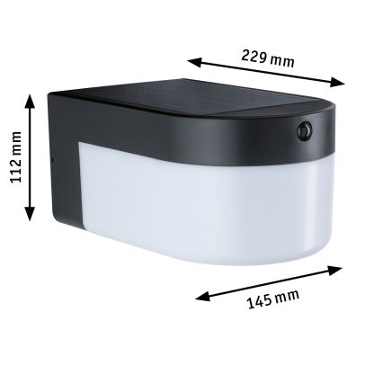 Paulmann 95747 - LED/2,3W IP44 ηλιακό επιτοίχιο φωτιστικό με αισθητήρα CALYNE 3,7/230V 4000 mAh μαύρο