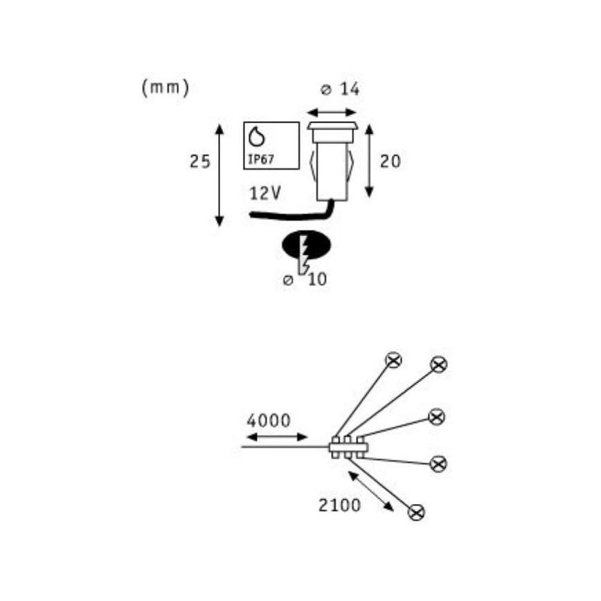 Paulmann 98892 - Επέκταση ΣΕΤ 5X LED/0,16W IP67 Χωνευτά φωτιστικά MICRO 12V