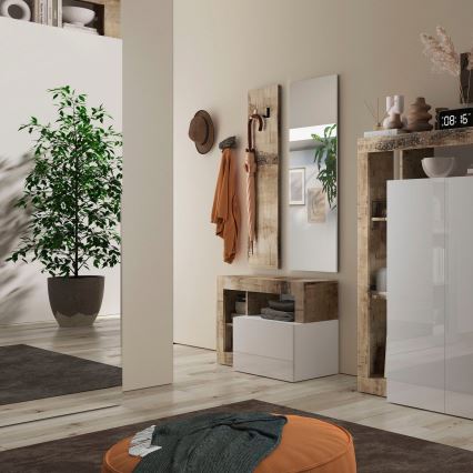 Παγκάκι LENOR λευκό/καφέ