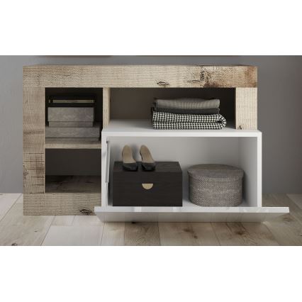 Παγκάκι LENOR λευκό/καφέ