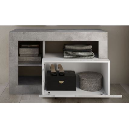 Παγκάκι LENOR λευκό/γκρι μπετόν