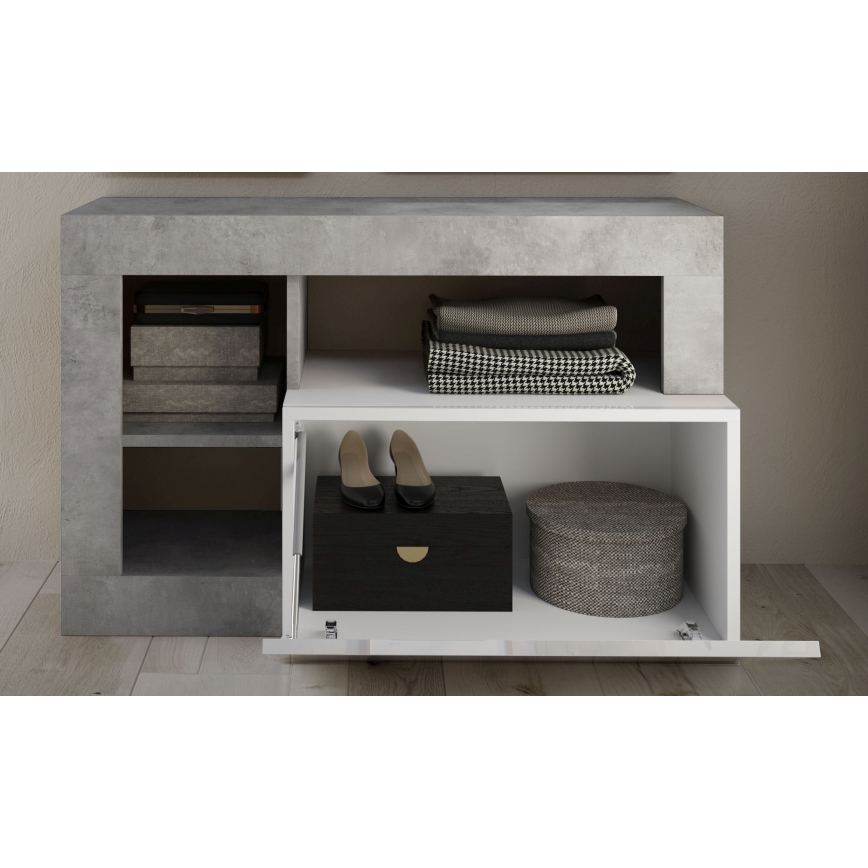 Παγκάκι LENOR λευκό/γκρι μπετόν