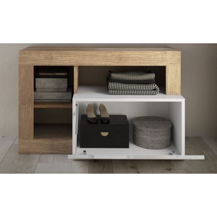 Πάγκος LENOR 91x209 cm λευκό/καφέ