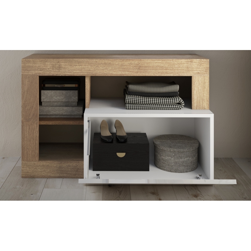 Πάγκος LENOR 91x209 cm λευκό/καφέ