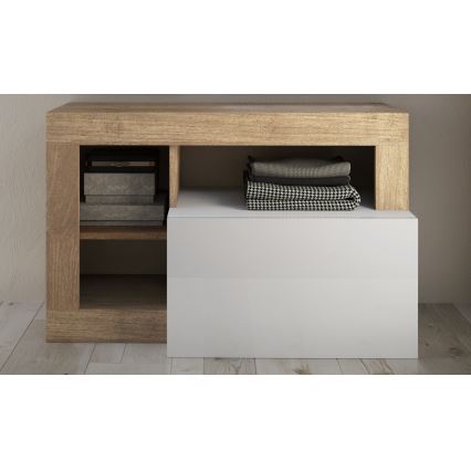 Πάγκος LENOR 91x209 cm λευκό/καφέ