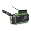 Ραδιόφωνο DAB+/FM με μανιβέλα, ηλιακό πάνελ και LED φακό 5V/2500 mAh πράσινο/μαύρο