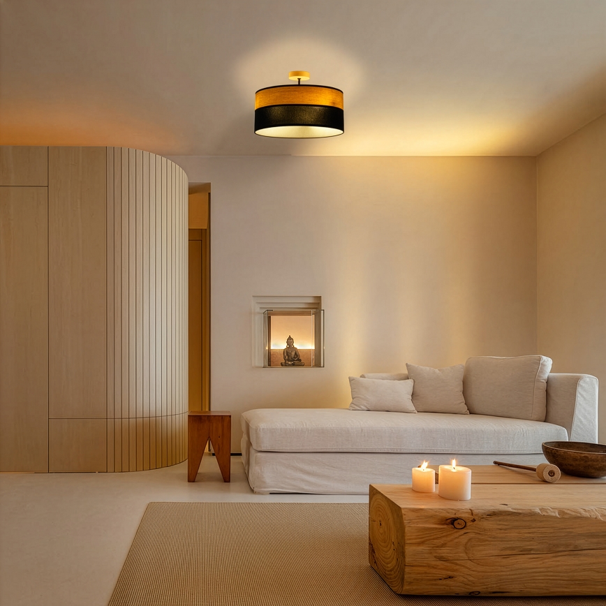 Πλαφονιέρα ALBA 3xE27/15W/230V Ø 40 cm μαύρο/καφέ