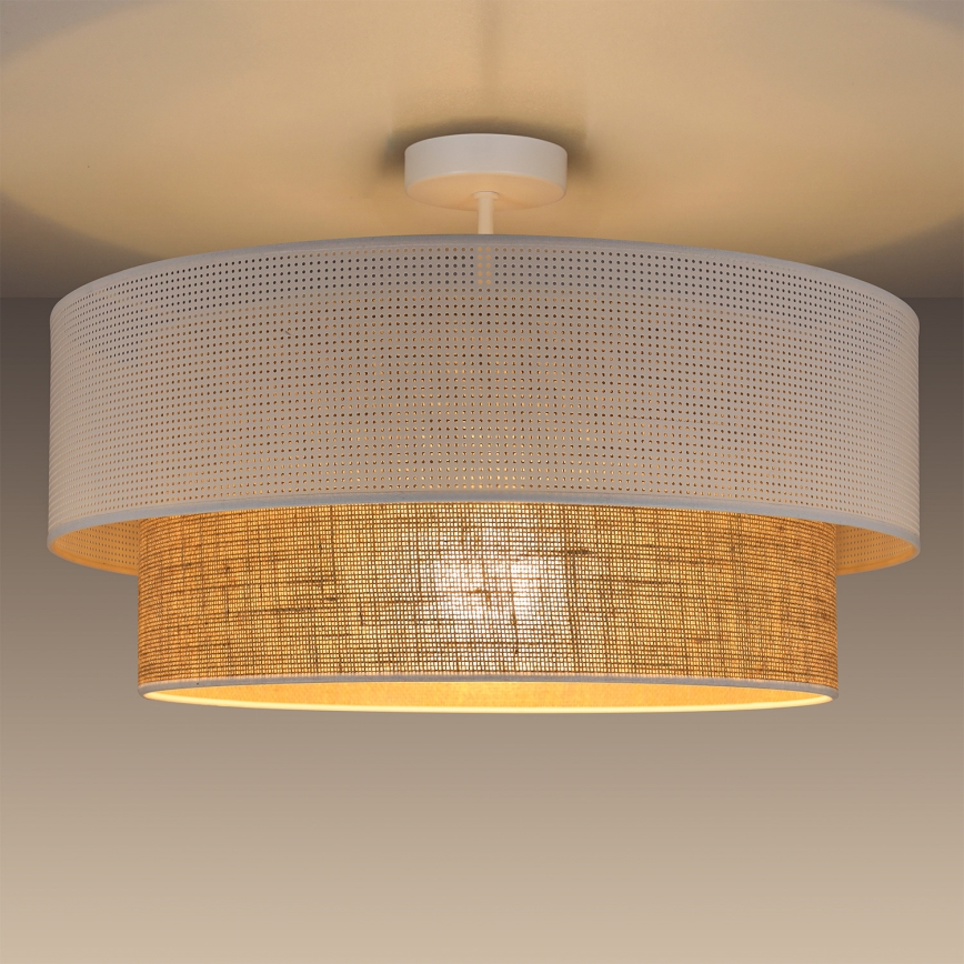 Πλαφονιέρα BORHO 1xE27/60W/230V Ø 40 cm λευκό/γιούτα