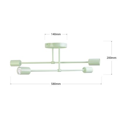 Πλαφονιέρα CAMBRIDGE 4xE27/15W/230V πράσινη