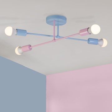 Πλαφονιέρα CAMBRIDGE 4xE27/15W/230V μπλε/ροζ