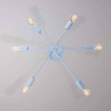 Πλαφονιέρα CAMBRIDGE 6xE27/15W/230V μπλε