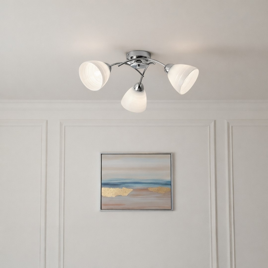 Πλαφονιέρα CLARA 3xE27/15W/230V σε γυαλιστερό χρώμιο