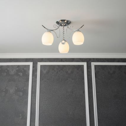 Πλαφονιέρα ELLA 3xE27/15W/230V, γυαλισμένο χρώμιο