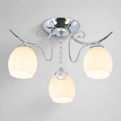Πλαφονιέρα ELLA 3xE27/15W/230V, γυαλισμένο χρώμιο