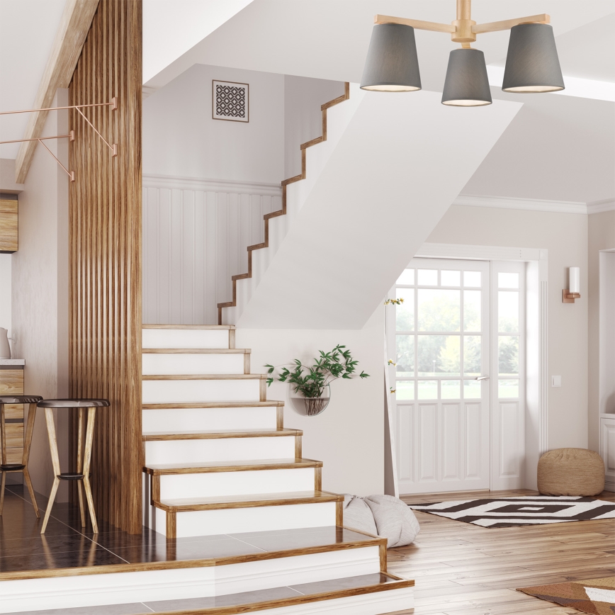 Επιτοίχιο φωτιστικό ELLIE 3xE27/60W/230V γκρι/οξιά