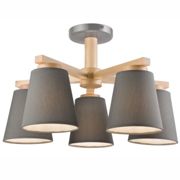 Πλαφονιέρα ELLIE 5xE27/60W/230V γκρι/οξιά