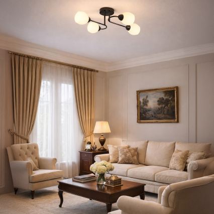 Πλαφονιέρα KING 4xE27/15W/230V μαύρη