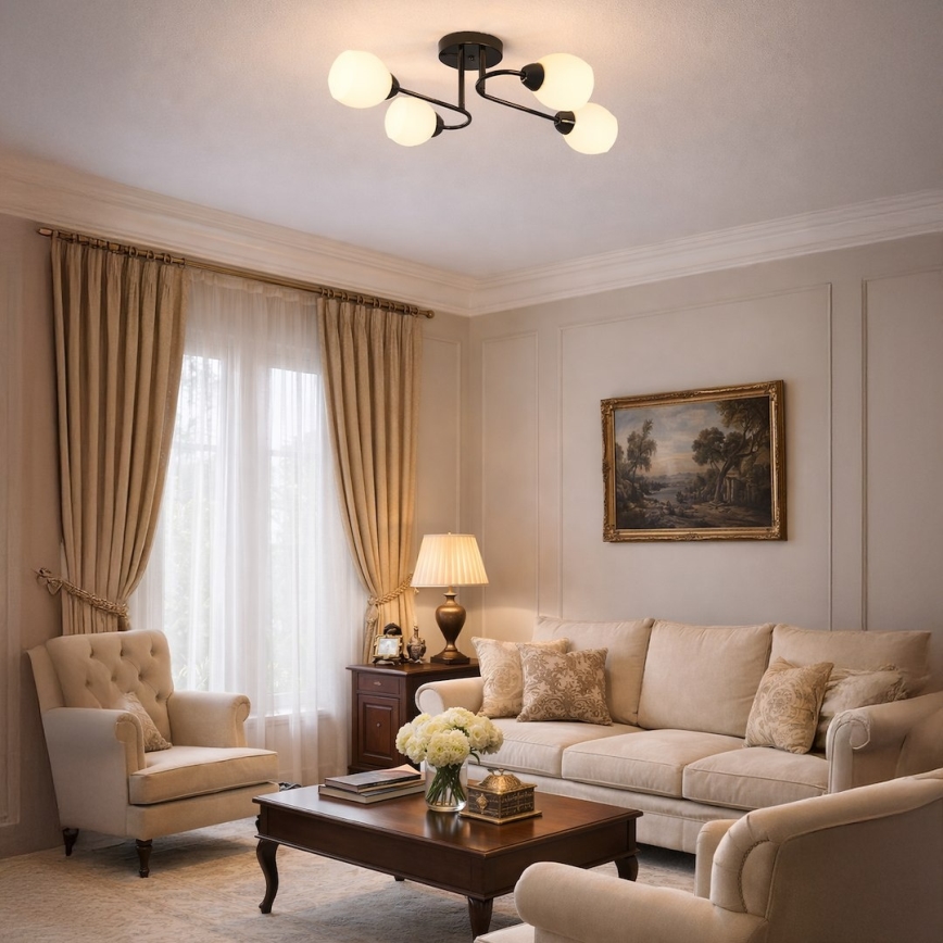 Πλαφονιέρα KING 4xE27/15W/230V μαύρη