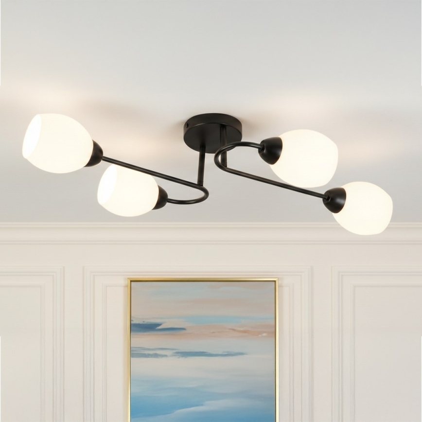 Πλαφονιέρα KING 4xE27/15W/230V μαύρη
