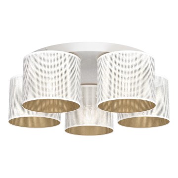 Πλαφονιέρα LOFT SHADE 5xE27/60W/230V λευκό/χρυσό