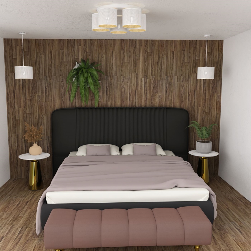 Πλαφονιέρα LOFT SHADE 5xE27/60W/230V λευκό/χρυσό