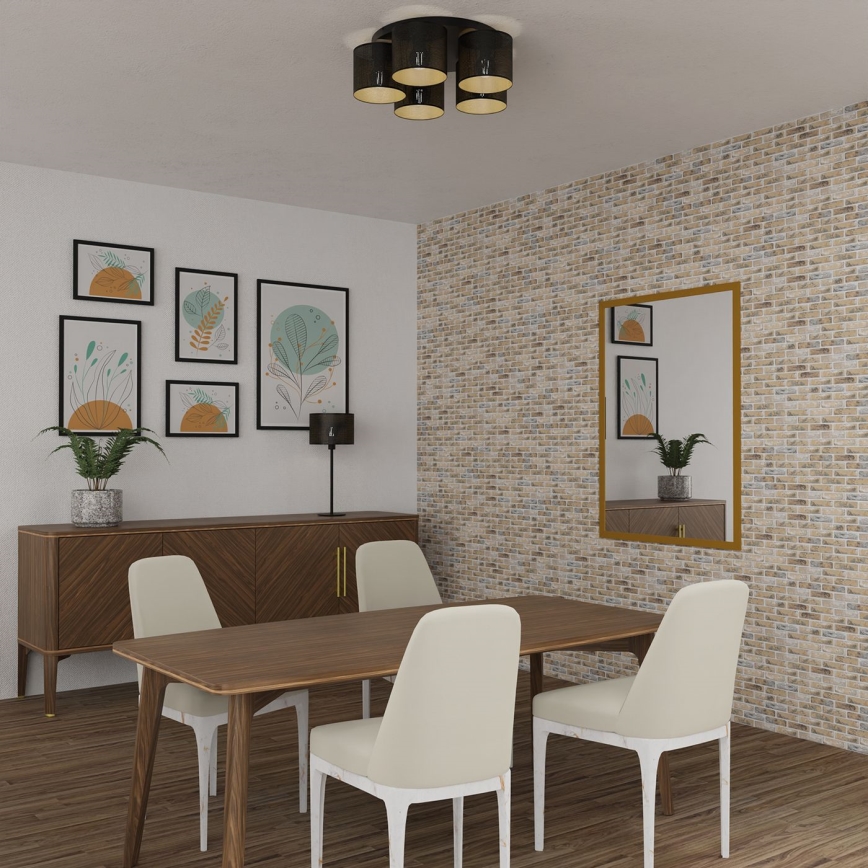 Πλαφονιέρα LOFT SHADE 5xE27/60W/230V μαύρο/χρυσό