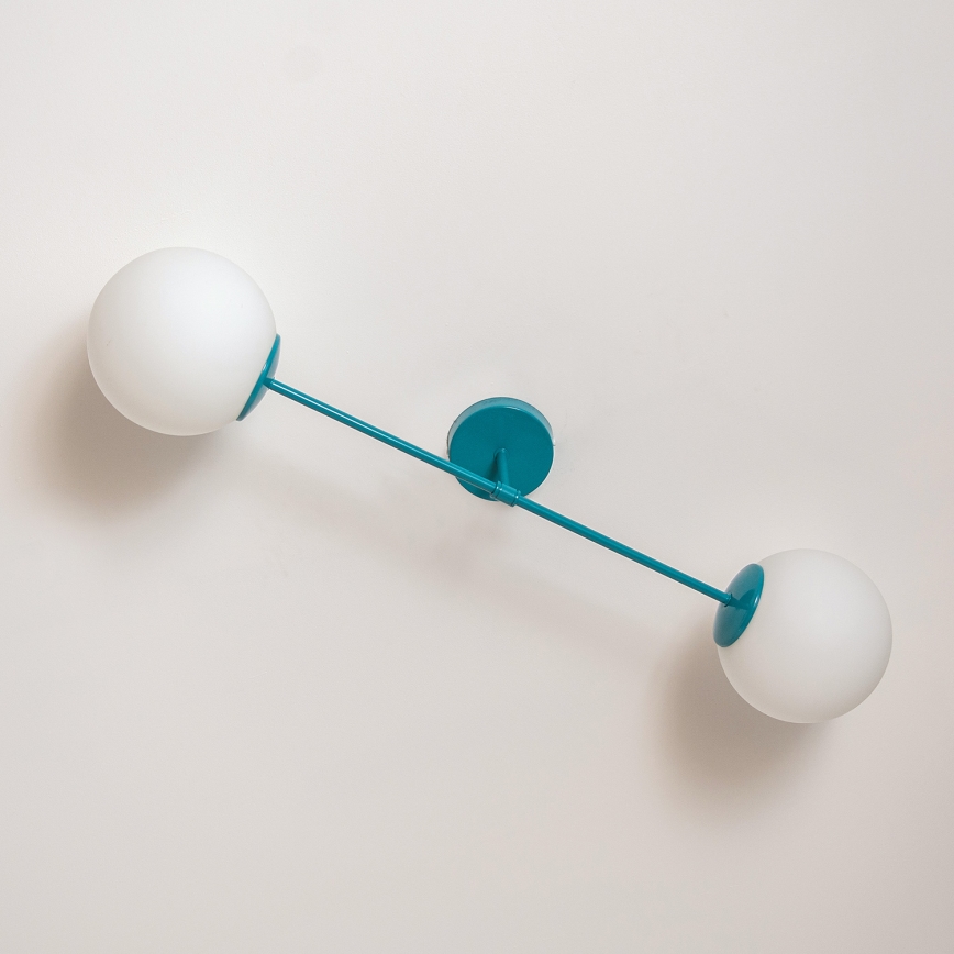 Πλαφονιέρα MOON 2xE27/15W/230V τουρκουάζ