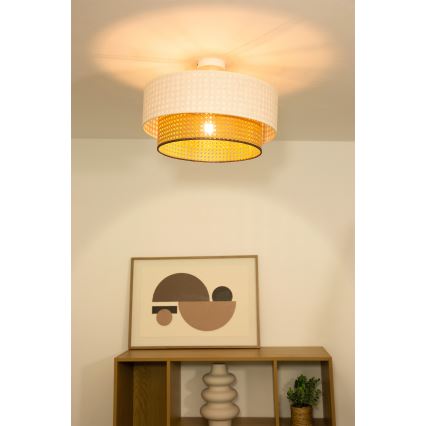 Πλαφονιέρα NATIA 1xE27/60W/230V λευκό/καφέ