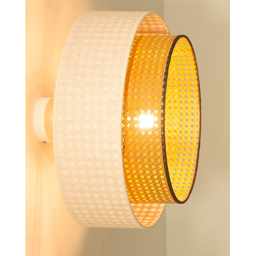 Πλαφονιέρα NATIA 1xE27/60W/230V λευκό/καφέ