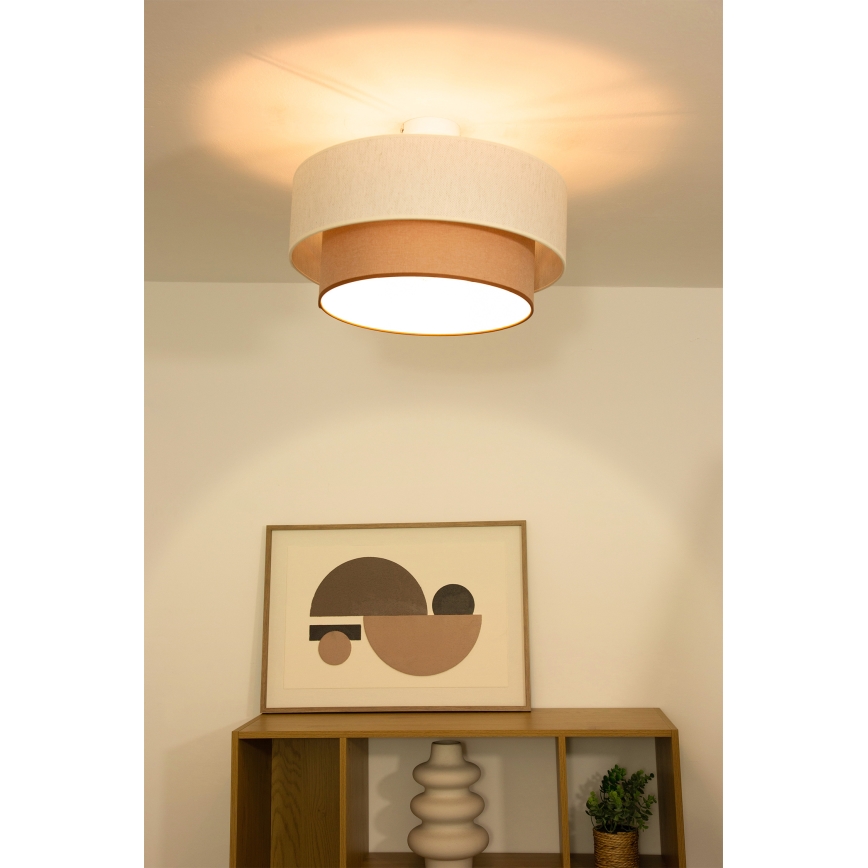 Πλαφονιέρα NATIA 1xE27/60W/230V Ø 45 cm λευκό/καφέ