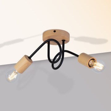 Πλαφονιέρα OXFORD 2xE27/15W/230V πεύκο/μαύρο