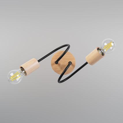 Πλαφονιέρα OXFORD 2xE27/15W/230V πεύκο/μαύρο