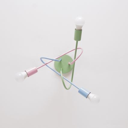 Πλαφονιέρα OXFORD 3xE27/15W/230V πράσινο/ροζ/μπλε