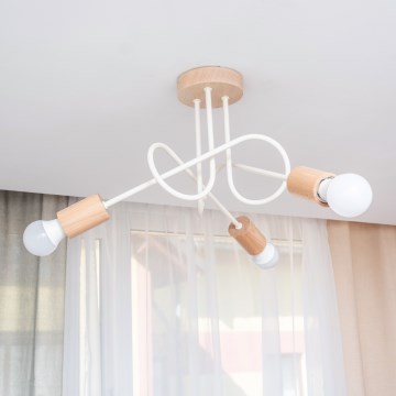 Πλαφονιέρα OXFORD 3xE27/15W/230V πεύκο/κρεμ