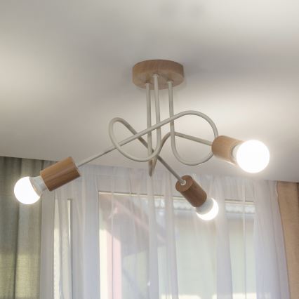 Πλαφονιέρα OXFORD 3xE27/15W/230V πεύκο/κρεμ