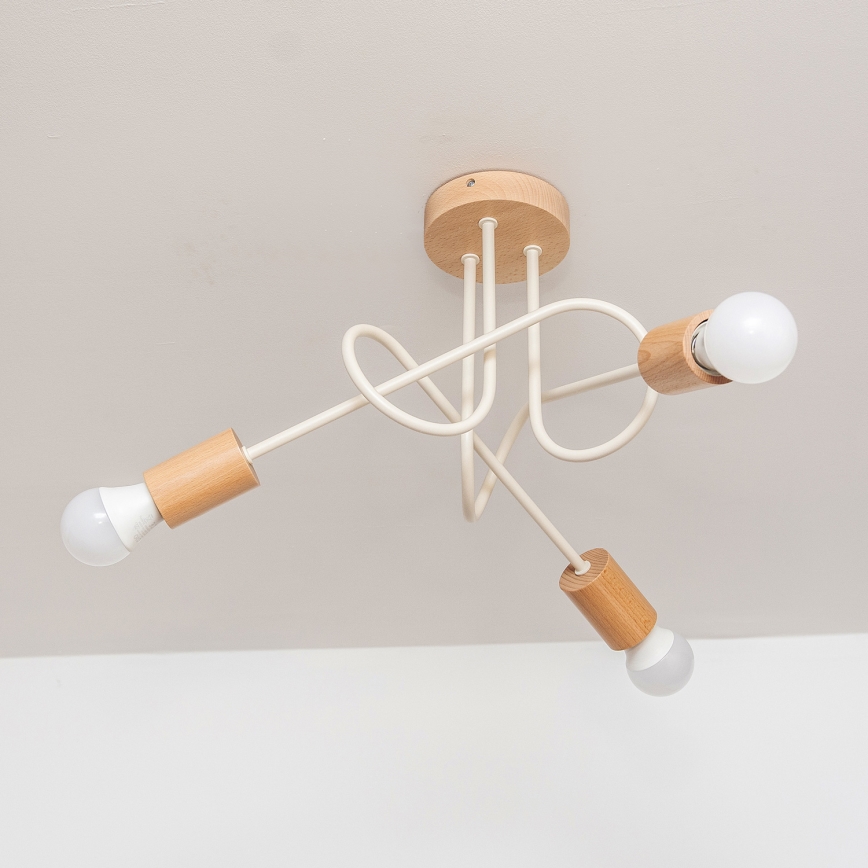 Πλαφονιέρα OXFORD 3xE27/15W/230V πεύκο/κρεμ